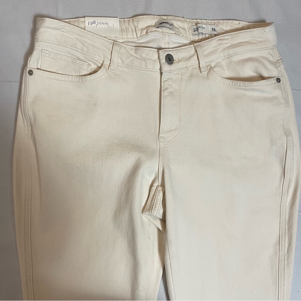 NWT New J.Jill Bootcut Mid Rise Ivory Jeans Size 16 - Picture 3 of 12